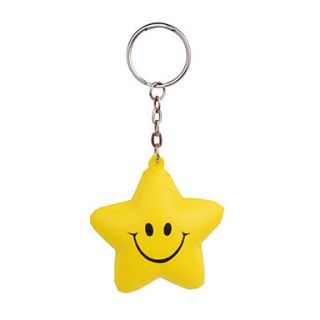 Smiling Five pointed Star Style Keychain with Soft Plastic Material