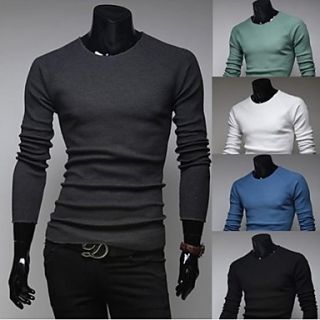 Mens Fashion Round Neck Long Sleeve Casual Polo T shirt