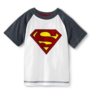 Superman Infant Toddler Boys Raglan Short Sleeve Tee   White 3T
