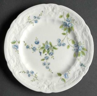 Coalport Tintern Bread & Butter Plate, Fine China Dinnerware   Blue Roses, Embos