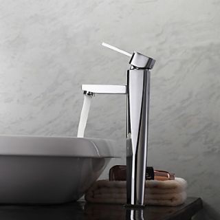 Contemporary Brass Bathroom Sink Faucet   Chrome Finish (Tall)