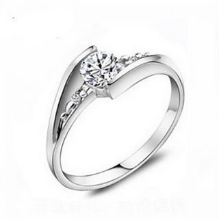 Graceful Silvety Alloy Platinum Womens Band Ring With Rhinestone(1 Pc)(More Style)