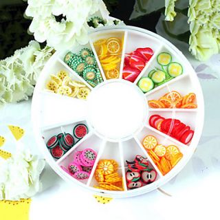 144PCS 12 Color Polymer Fruit Slice Nail Art Decoration