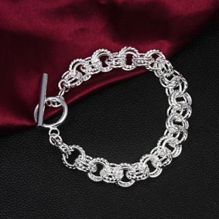 High Quality European Silver Silver Plated Circles Linked Charm Bracelets