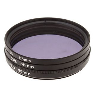 CPL UV FLD Filter Set for Camera with Filter Bag (55mm)