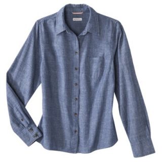 Merona Petites Long Sleeve Chambray Shirt   Blue SP