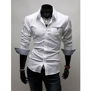 Mens Fine Grid Patch Long Sleeve Shirts