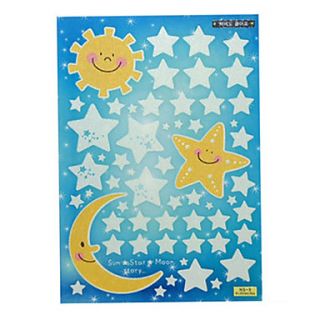 Luminous Star and Sun and Moon Patterned Wall Stickers