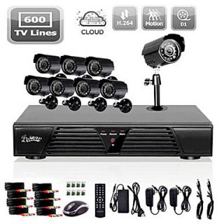 Liview Full D1 8CH DVR and Outdoor 600TVLine Day/Night Camera System