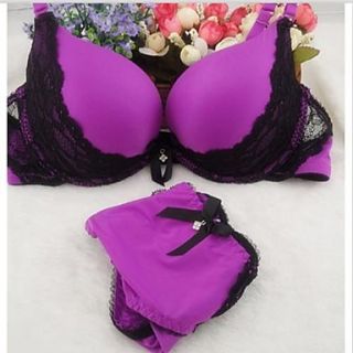 Womens Purple Lace Bra Set