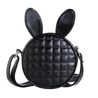 Small Cute Circle Plaid Rabbit Ear PU Messenger Bags