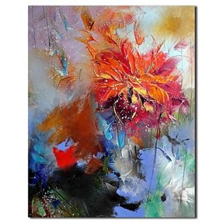 Hand Painted Oil Painting Floral Abstract Red Flower with Stretched Frame