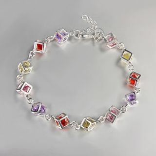 High Quality Fashion Silver Silver Plated With Multicolor Rhinestone Charm Bracelets