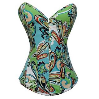 Womens Classical Printing Bandeau Corset With G Strings