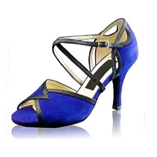 Customized Womens Velvet Cross Strap Sandals Ballroom Latin Dance Shoes