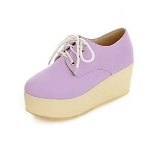 Faux Leather Womens Wedge Heel Heels Platform Creepers oxfords Shoes with Lace up (More Colors)