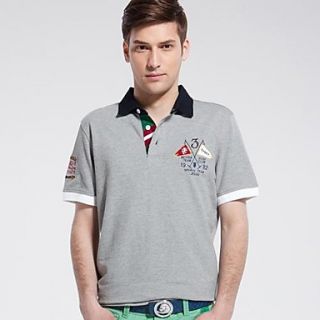 Mens Fashion T Shirt Collar Embroidery