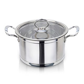 6 QT Stainless steel Soup Pot with Glass Cover, Dia 24cm x H12cm