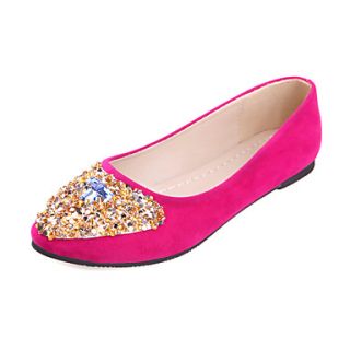 Faux Leather Womens Flat Heel Ballerina Flats With Rhinestone Shoes(More Colors)