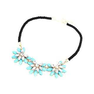 Gorgeous Black Fabric With Rhinestone And Acrylic Flower Womens Necklace(More Colors)