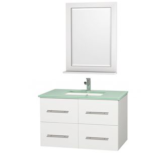 Centra White/ Green Glass 36 inch Single Bathroom Vanity Set