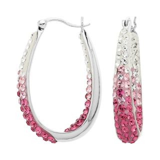Pink & Clear Crystal Ombre Hoop Earrings, Womens