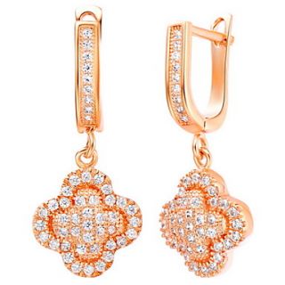 Elegant Gold Or Silver Plated With Cubic Zirconia Clover Womens Earrings(More Colors)