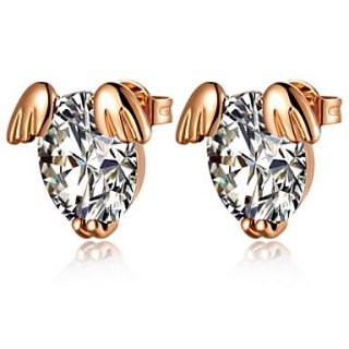 Elegant Gold Or Silver Plated With Clear Cubic Zirconia Wings Womens Earrings(More Colors)