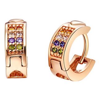 Classic Gold Or Silver Plated With Multicolor Cubic Zirconia Womens Earrings(More Colors)