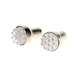 Tail Brake Turn Signals 12 LED Bulbs Lamp Lights White Super Bright for Motorcycle 2PCs