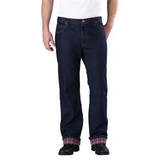 Dickies Straight Fit Flannel Lined Jeans, Rinsed Indigo, Mens