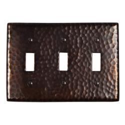 Solid Copper Triple Switch Plate Cover (Solid copperHardware finish Antique copperDimensions 6.25 inches high x 4.5 inches wideNote Due to the handmade nature of this product, there may be slight variations in size, finish, and hammering.)