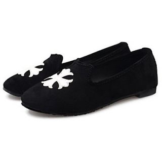 Hushan Womens Casual Unique Pattern Flat Shoes(Black)