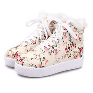 Hushan Womens Canvas Floral Print Skate Shoes(Beige)
