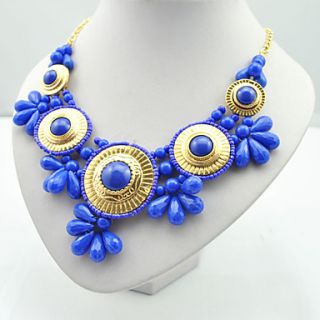 Womens Euramerican Resin Droplets Petals Metal Short Necklace