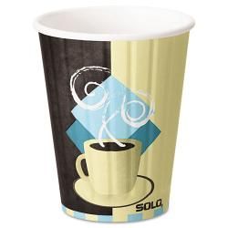 Solo Duo Shield Hot Insulated 12 oz Paper Cups (Chocolate/light blue/tan Style Tuscan Capacity 12 ouncesQuantity Case of 600  )