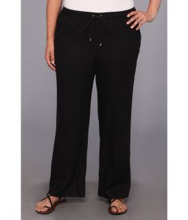 MICHAEL Michael Kors Plus Size Linen Wide Leg Pant Womens Casual Pants (Black)