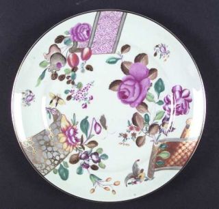 Mottahedeh Lowestoft Rose Dinner Plate, Fine China Dinnerware   Gray,Multicolor