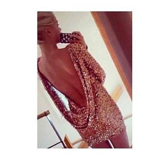 New Arrival , Fashion Hot Sale Halter Back Sequin Dress Long Sleeve Backless Bodycon Party Dress
