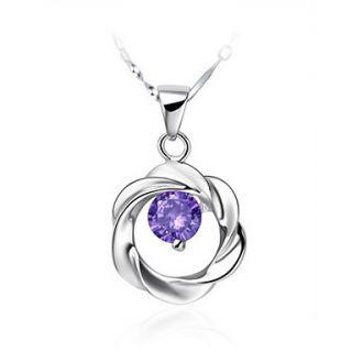 Elegant Round Shape Womens Slivery Alloy Necklace(1 Pc)(Purple,White)