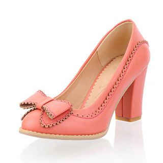 Leatherette Womens Chunky Heel Heels Pumps/Heels Shoes with Bowknot(More Colors)