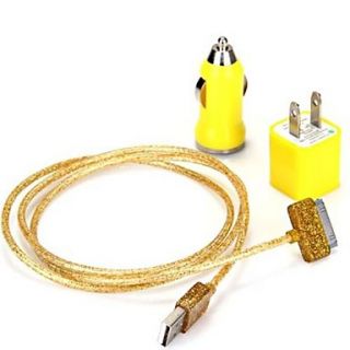 Laser Style USB 2.0 to 30 Pin Charging Data Sync Cable Power Adapter Car Charger for iPhone 4/4S(100cm)