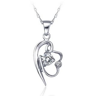 Vintage Heart Shape Womens Slivery Alloy Necklace With Rhestone(1 Pc)
