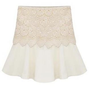 Womens Sexy Lace Elastic Solid Color Sun Mini Skirt