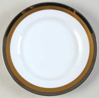 Fitz & Floyd Platine DOr (Round) Salad Plate, Fine China Dinnerware   Round/Smo