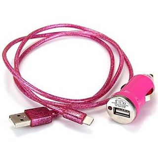 2 in 1 Set Tiny Car Charger with 100cm Laser Style Apple 8 Pin Cable for iPhone 5 (DC12 24V,1A)