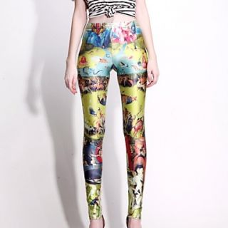 Elonbo Colorful World Style Digital Painting High Women Free Size Waisted Stretchy Tight Leggings
