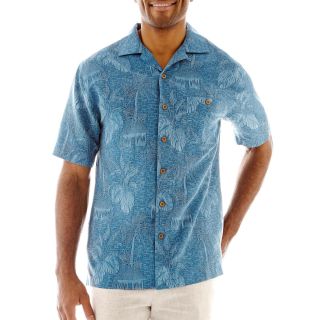 Island Shores Short Sleeve Silk Jaquard Shirt, Blue, Mens