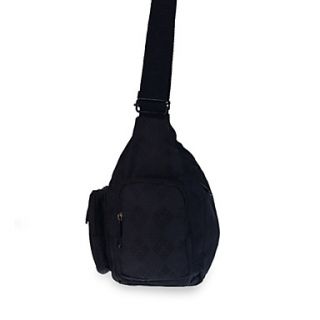 Outdoor Adjustable Belt Plaid Nylon Shoulder Bag   Black