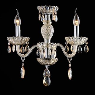 3 Light The style of palace Glass Chandelier With Candle Bulb